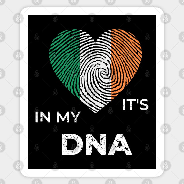 It's In My Dna Irish Flag Ireland Genealogy Ancestry Descent Nationality Fingertip Heart Sticker by HypeProjecT